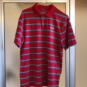 Under Armour red and gray short sleeve polo shirt